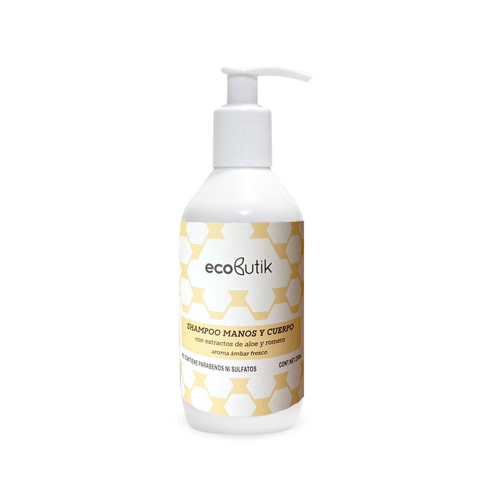 Shampoo para manos y cuerpo con Extractos de Aloe y Romero - Ámbar Fresco
